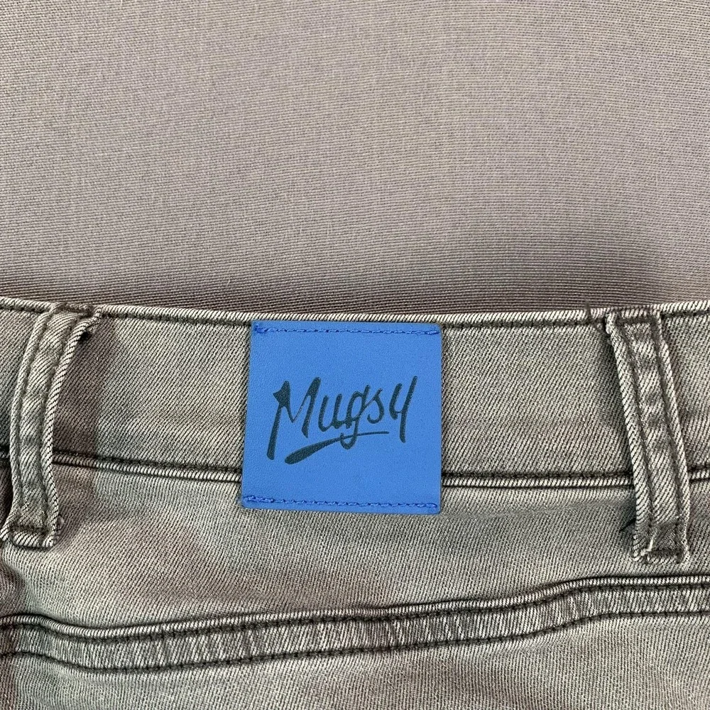 Mugsy Beans Tapered Jeans Men 33x28 Fit Light Gray Slim Taper Stretch Denim - Picture 9 of 16